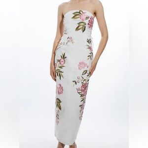 Karen Millen White Pencil Skirt with Pink Floral Design